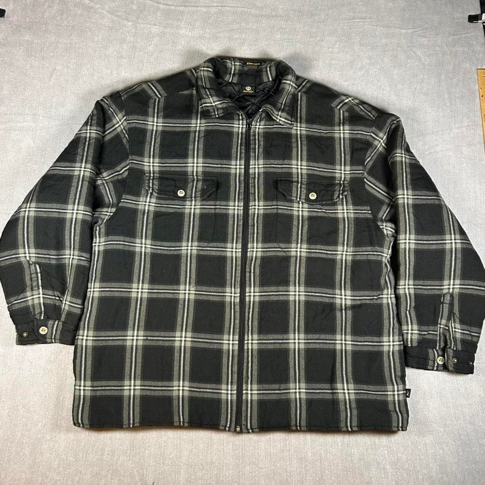 Lowrider Mens XXXL Black Grey Plaid Quilted Flannel Zip Up Jacket Shirt Jac 3XL